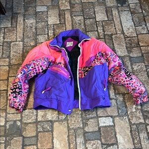 Vintage Mixed Blues Colorful Ski Jacket